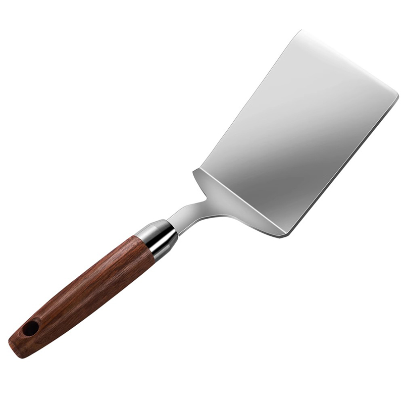 Okonomiyaki Spatula - Ahşap Saplı Paslanmaz Çelik Spatula, Yapışmaz