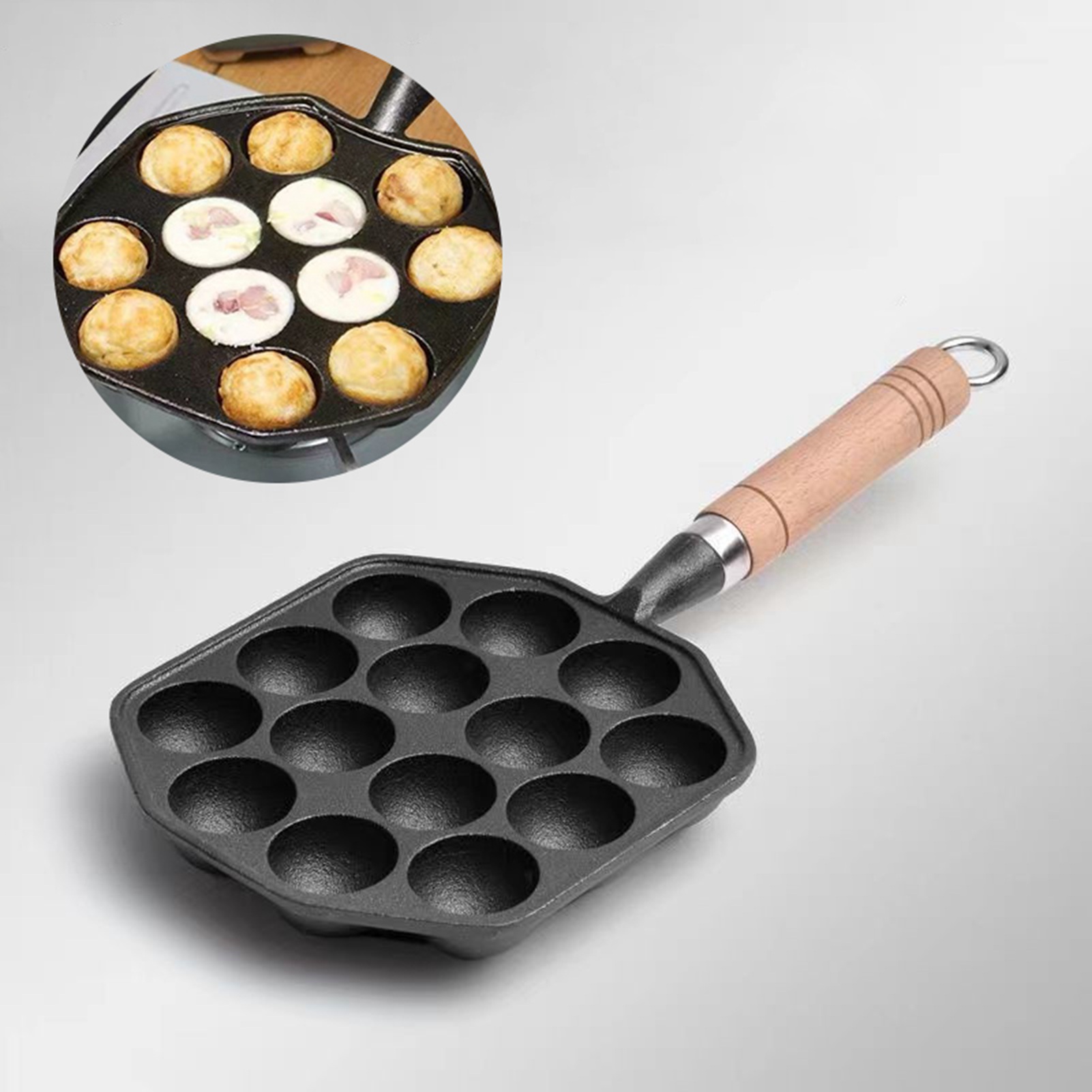 Egg Waffle Pan - 14 delik Takoyaki Pan yapışmaz dökme