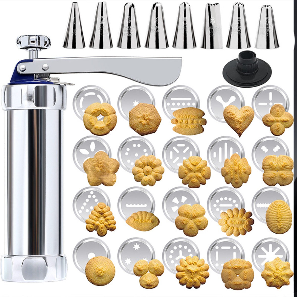 Churros Maker Gun - Güçlendirilmiş Saplı Paslanmaz Çelik Kurabiye Kalıbı