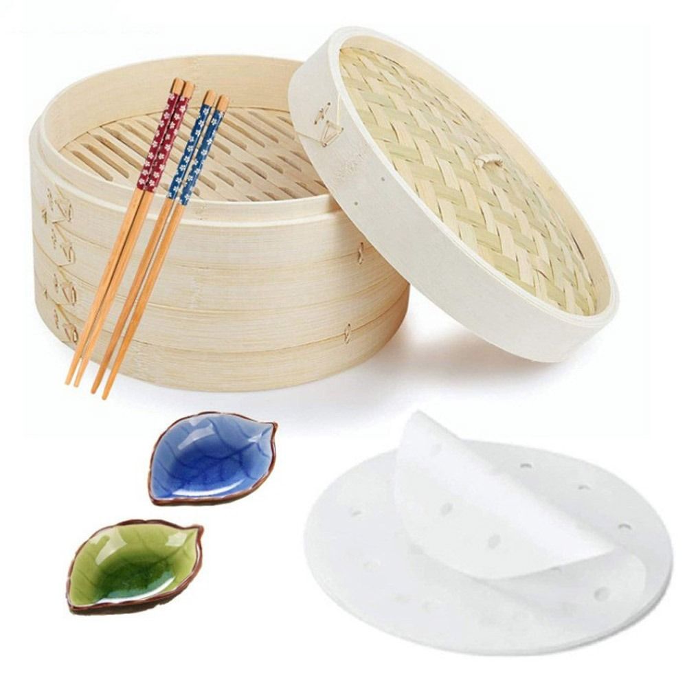 Bao Steamer Bamboo - Bambu vapur sepeti kapaklı hamur vapur