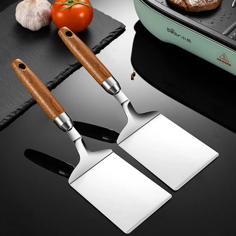 Okonomiyaki Spatula - Paslanmaz Çelik Kare Kafa Biftek Pişirme